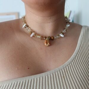 Quartz necklace, Bear charms necklace, cute bear necklace, Mama Bear necklace